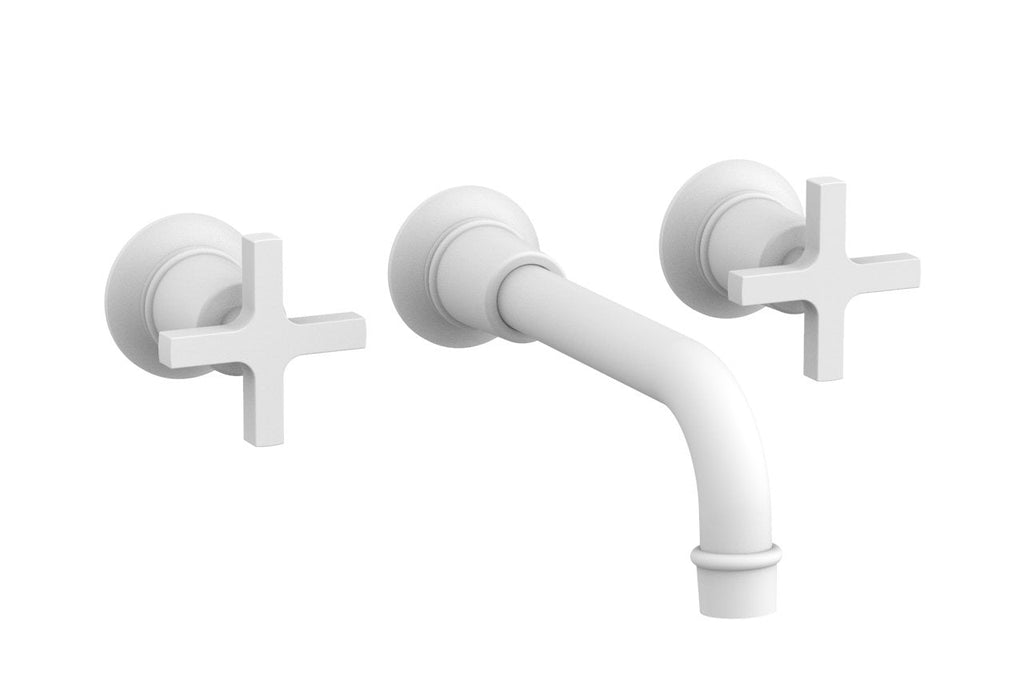 HEX MODERN Wall Lavatory Set 8 1/4" Spout   Cross Handles by Phylrich - Satin White