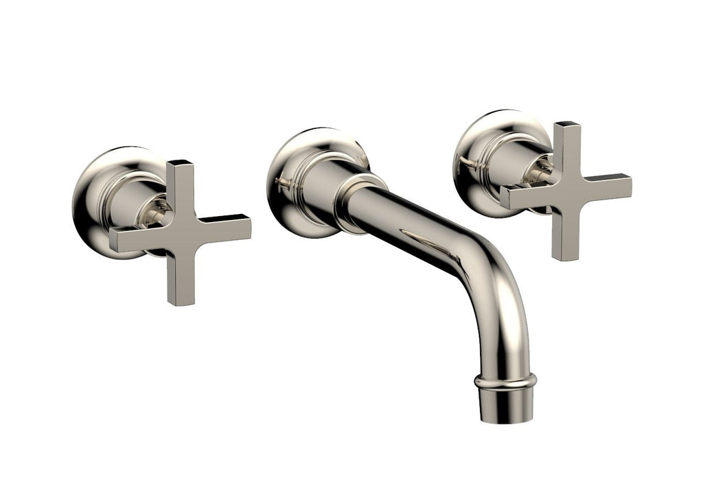 HEX MODERN Wall Lavatory Set 8 1/4" Spout   Cross Handles by Phylrich - Polished Nickel