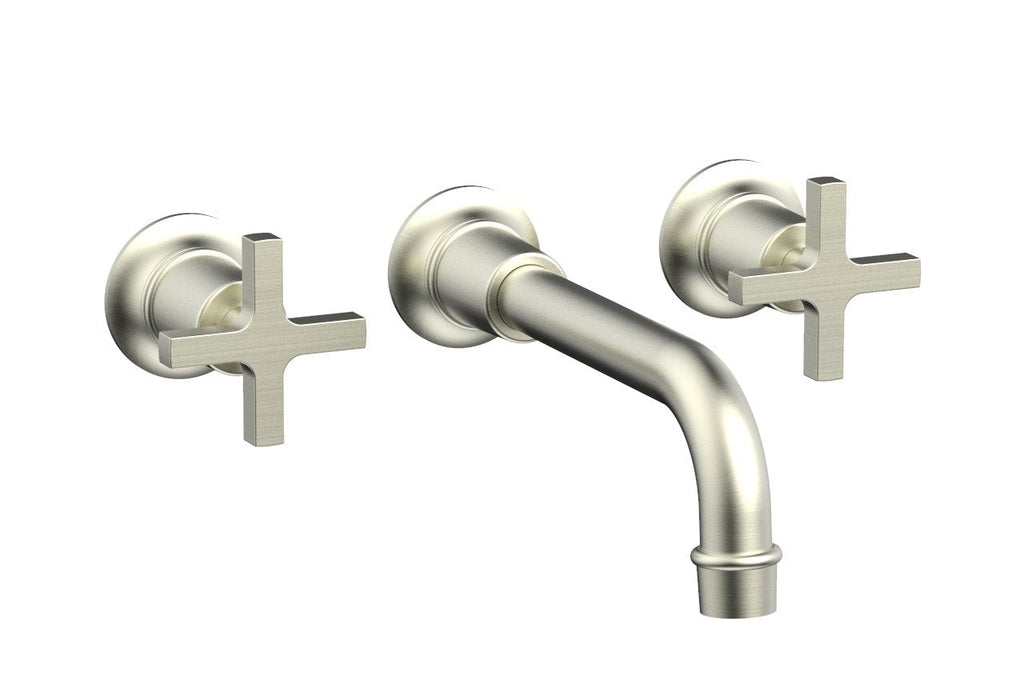 HEX MODERN Wall Lavatory Set 8 1/4" Spout   Cross Handles by Phylrich - Satin Nickel