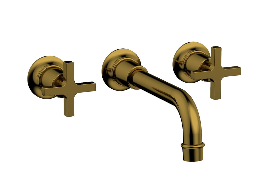 HEX MODERN Wall Lavatory Set 8 1/4" Spout   Cross Handles by Phylrich - French Brass