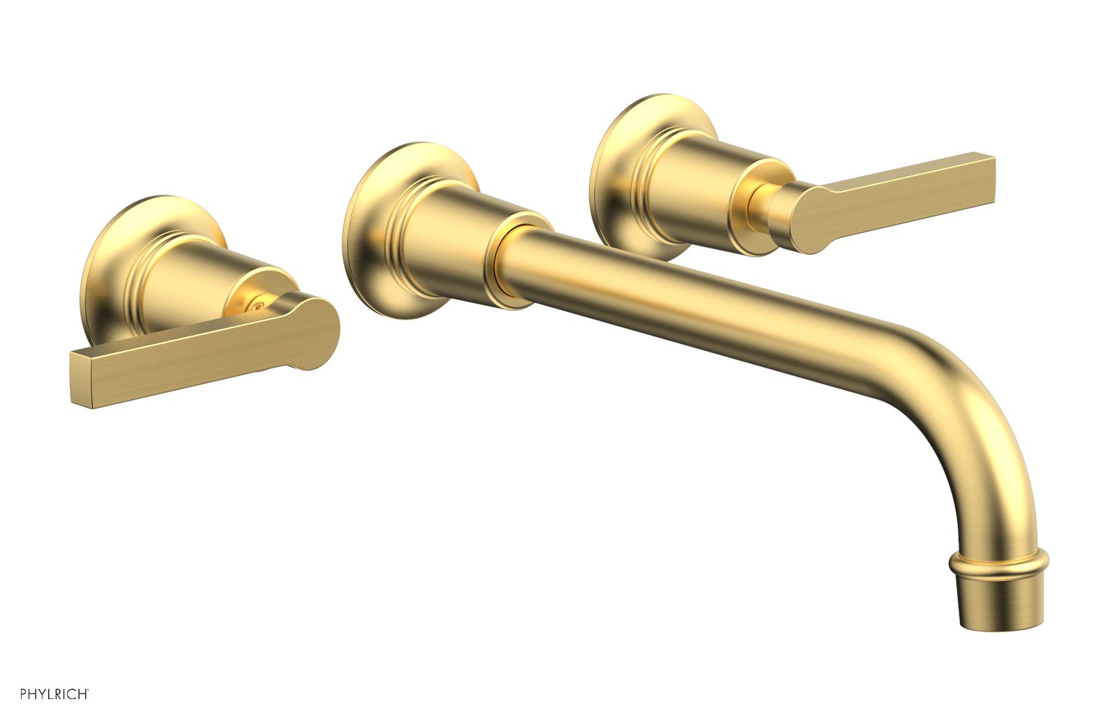 HEX MODERN Wall Lavatory Set 10" Spout   Lever Handles by Phylrich - Burnished Gold