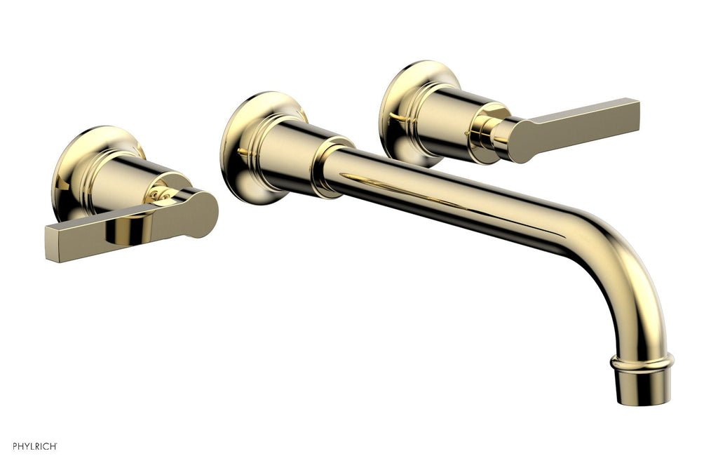 HEX MODERN Wall Lavatory Set 10" Spout   Lever Handles by Phylrich - Polished Brass Uncoated