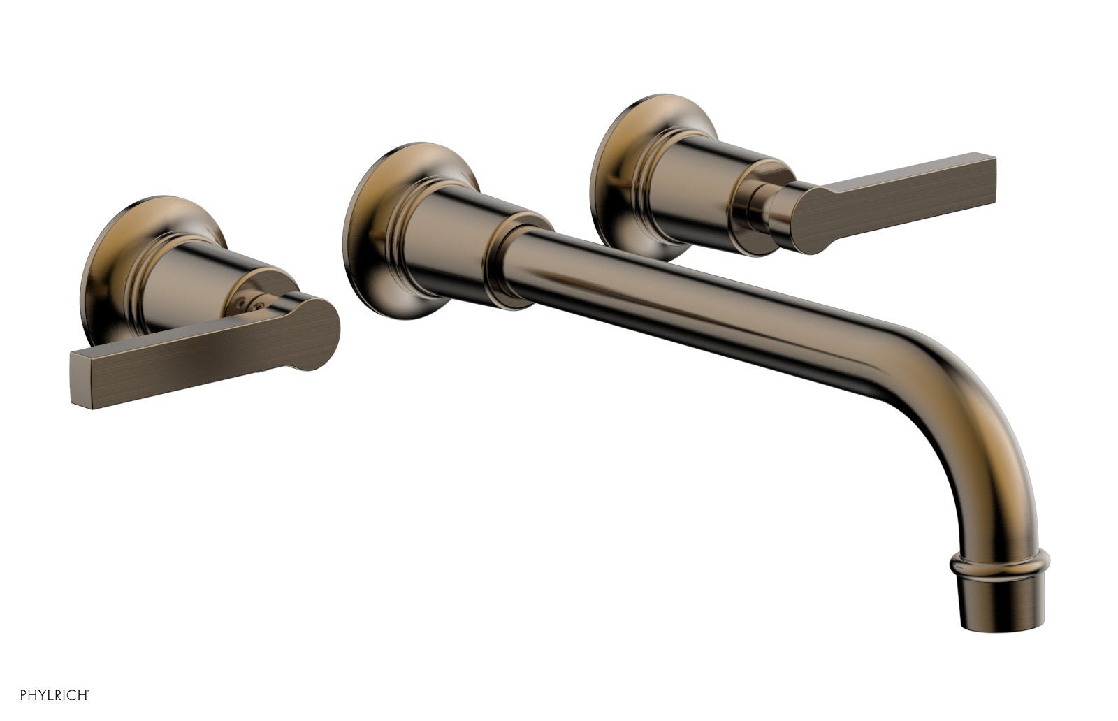 HEX MODERN Wall Lavatory Set 10" Spout   Lever Handles by Phylrich - Antique Brass