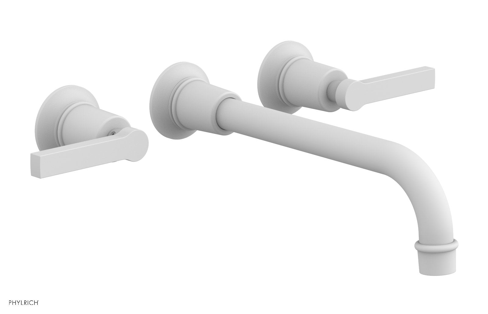 HEX MODERN Wall Lavatory Set 10" Spout   Lever Handles by Phylrich - Satin White