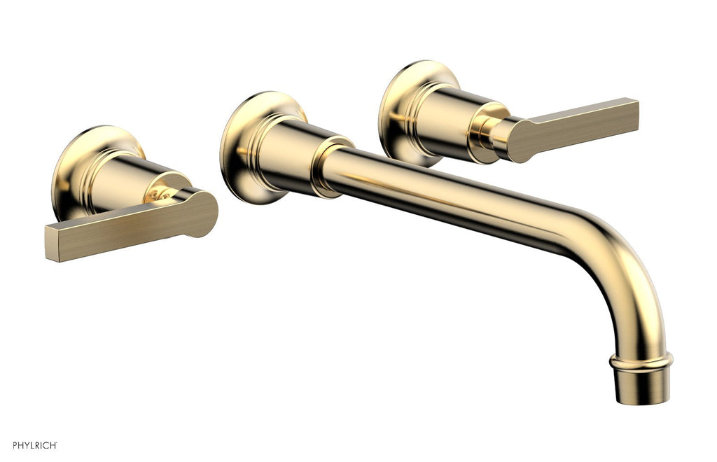 HEX MODERN Wall Lavatory Set 10" Spout   Lever Handles by Phylrich - Satin Brass