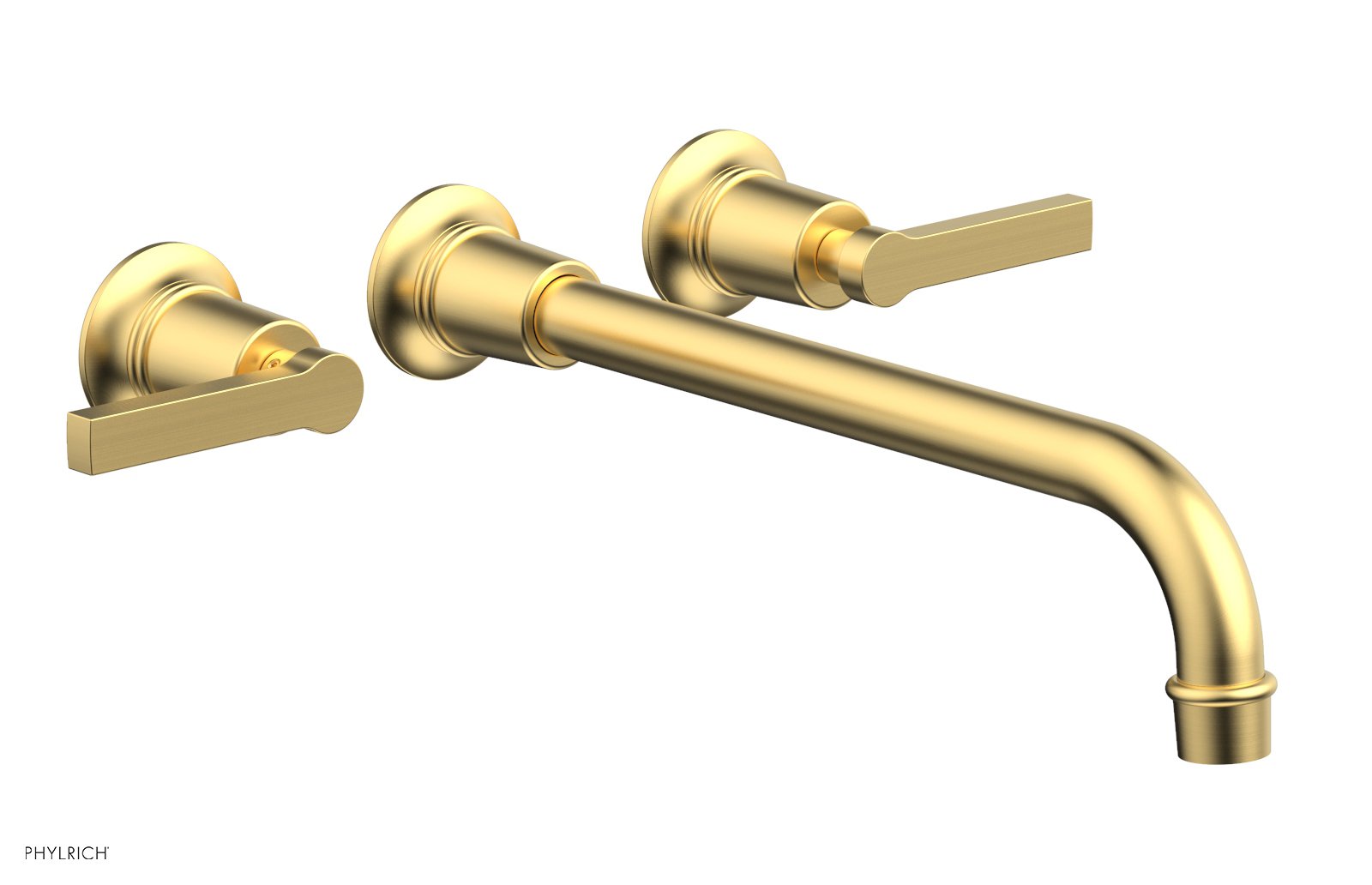 HEX MODERN Wall Lavatory Set 12" Spout   Lever Handles by Phylrich - Satin Chrome