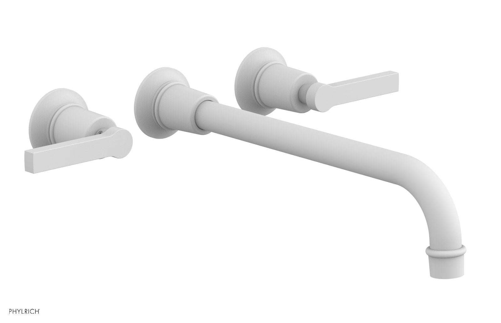 HEX MODERN Wall Lavatory Set 12" Spout   Lever Handles by Phylrich - Satin White