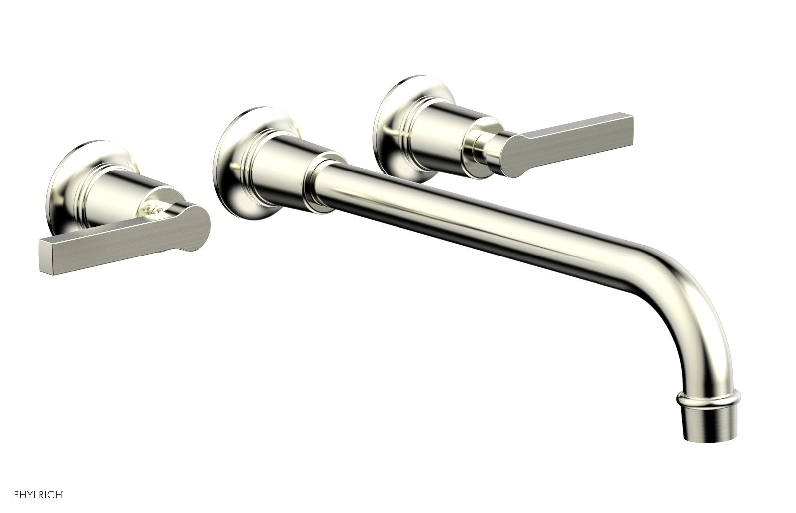 HEX MODERN Wall Lavatory Set 12" Spout   Lever Handles by Phylrich - Polished Brass