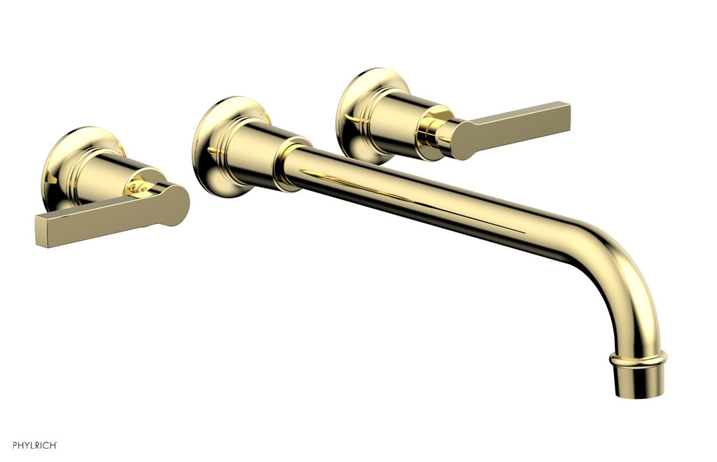 HEX MODERN Wall Lavatory Set 12" Spout   Lever Handles by Phylrich - French Brass