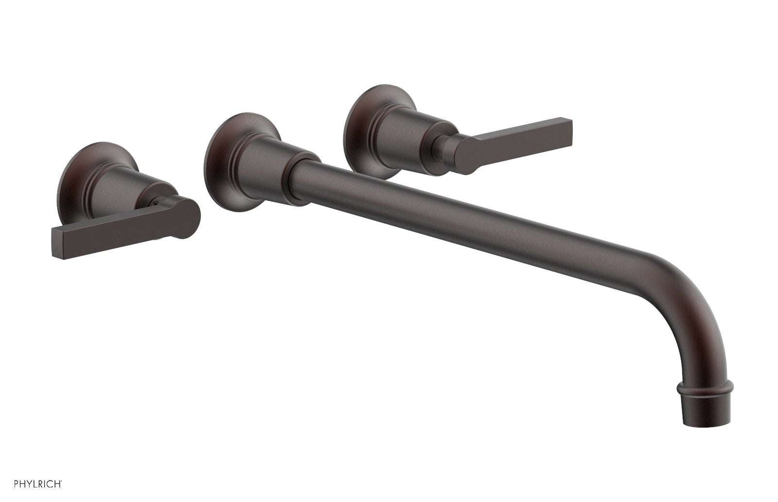 HEX MODERN Wall Lavatory Set 14" Spout   Lever Handles by Phylrich - Weathered Copper