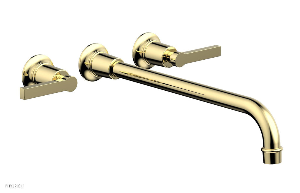 HEX MODERN Wall Lavatory Set 14" Spout   Lever Handles by Phylrich - Polished Brass