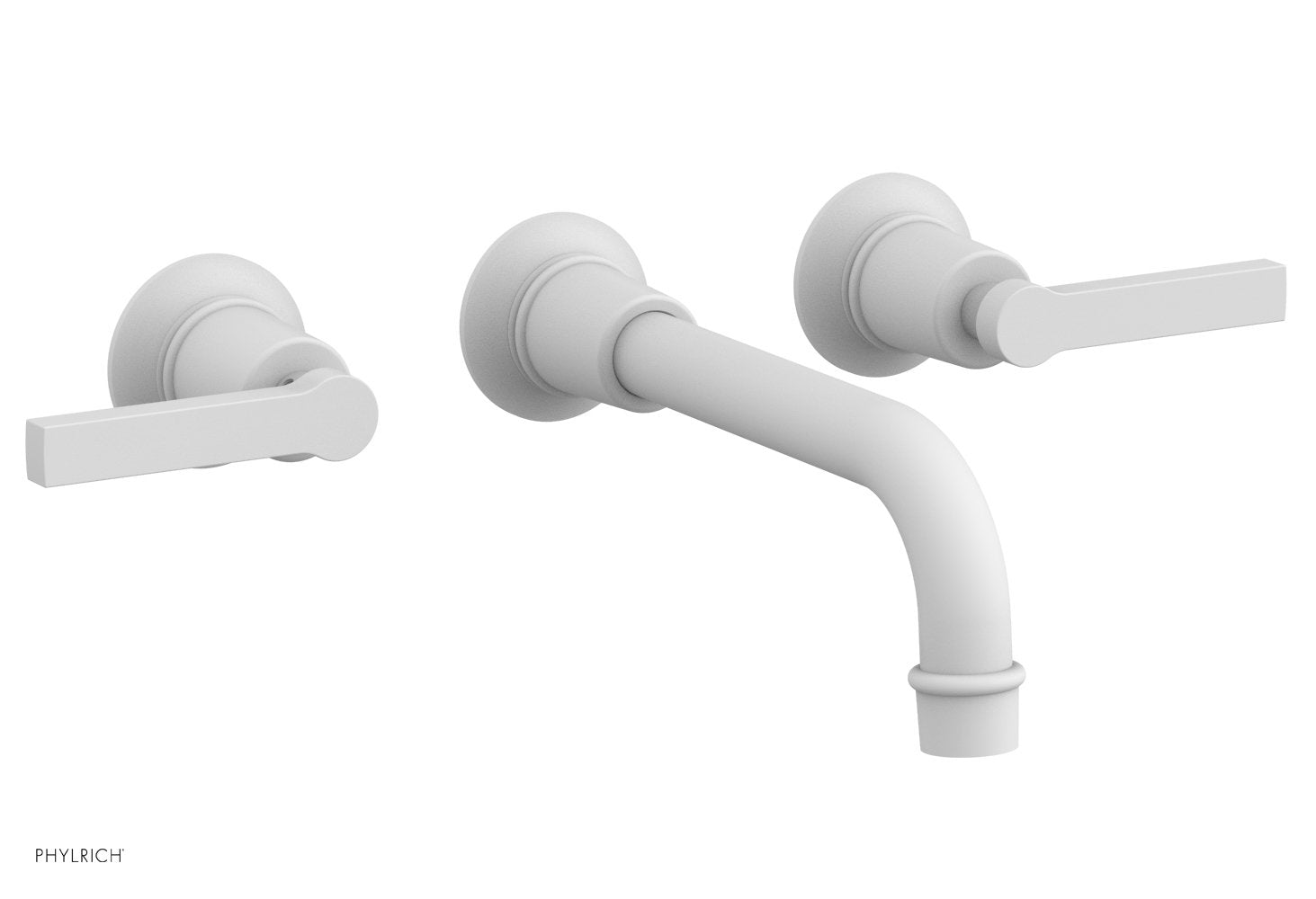 HEX MODERN Wall Lavatory Set with Lever Handles by Phylrich - Satin White