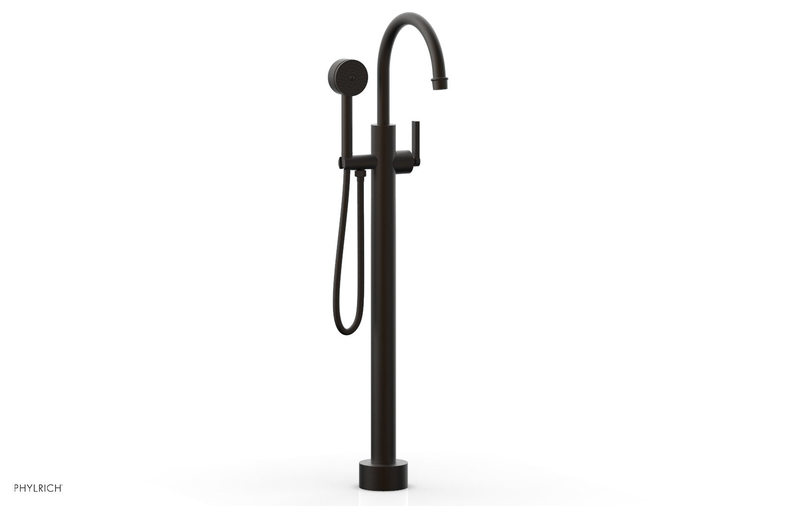 HEX MODERN Floor Mount Tub Filler Lever Handle with Hand Shower by Phylrich - Oil Rubbed Bronze