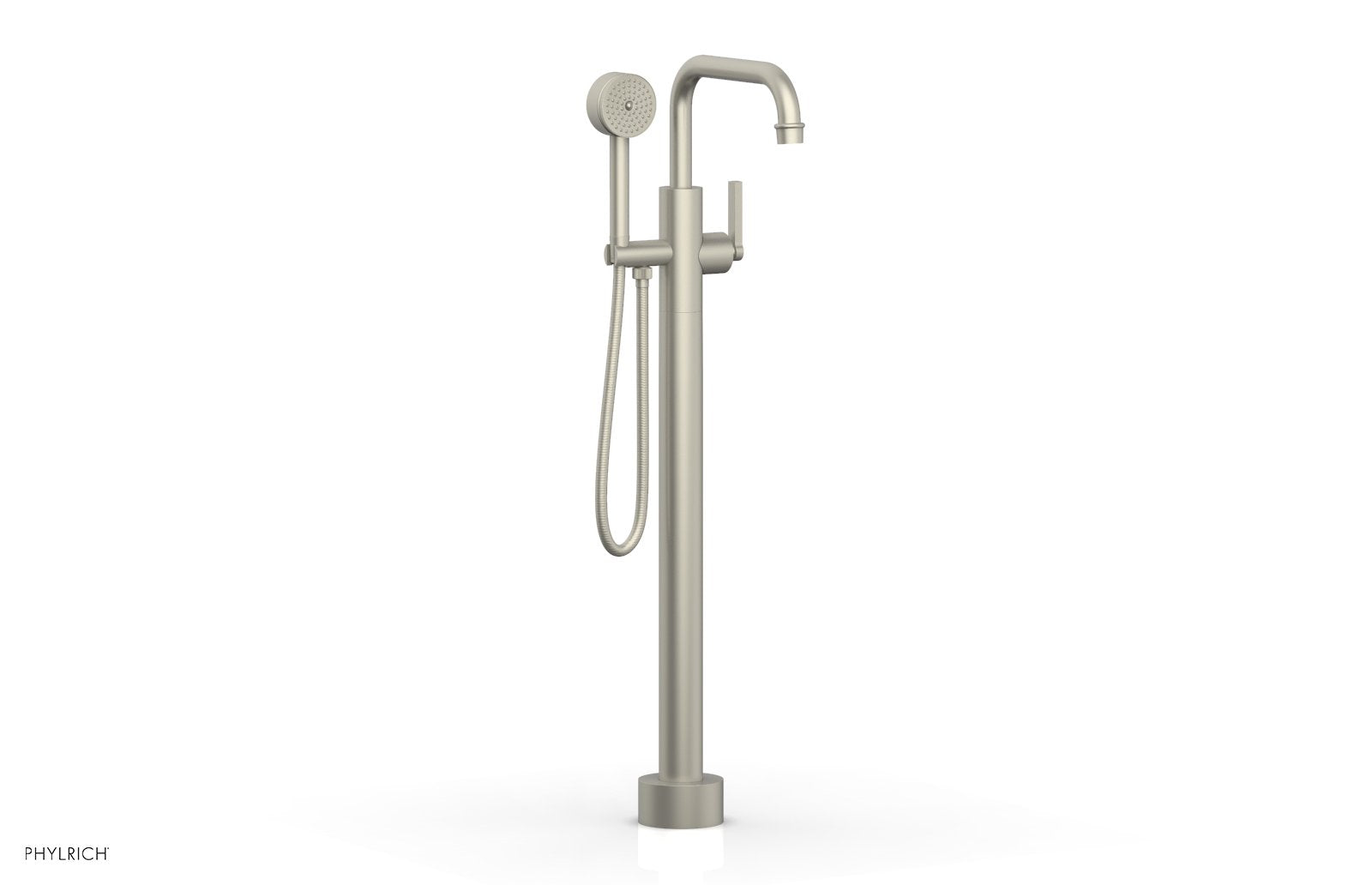HEX MODERN Floor Mount Tub Filler Lever Handle with Hand Shower by Phylrich - Burnished Nickel