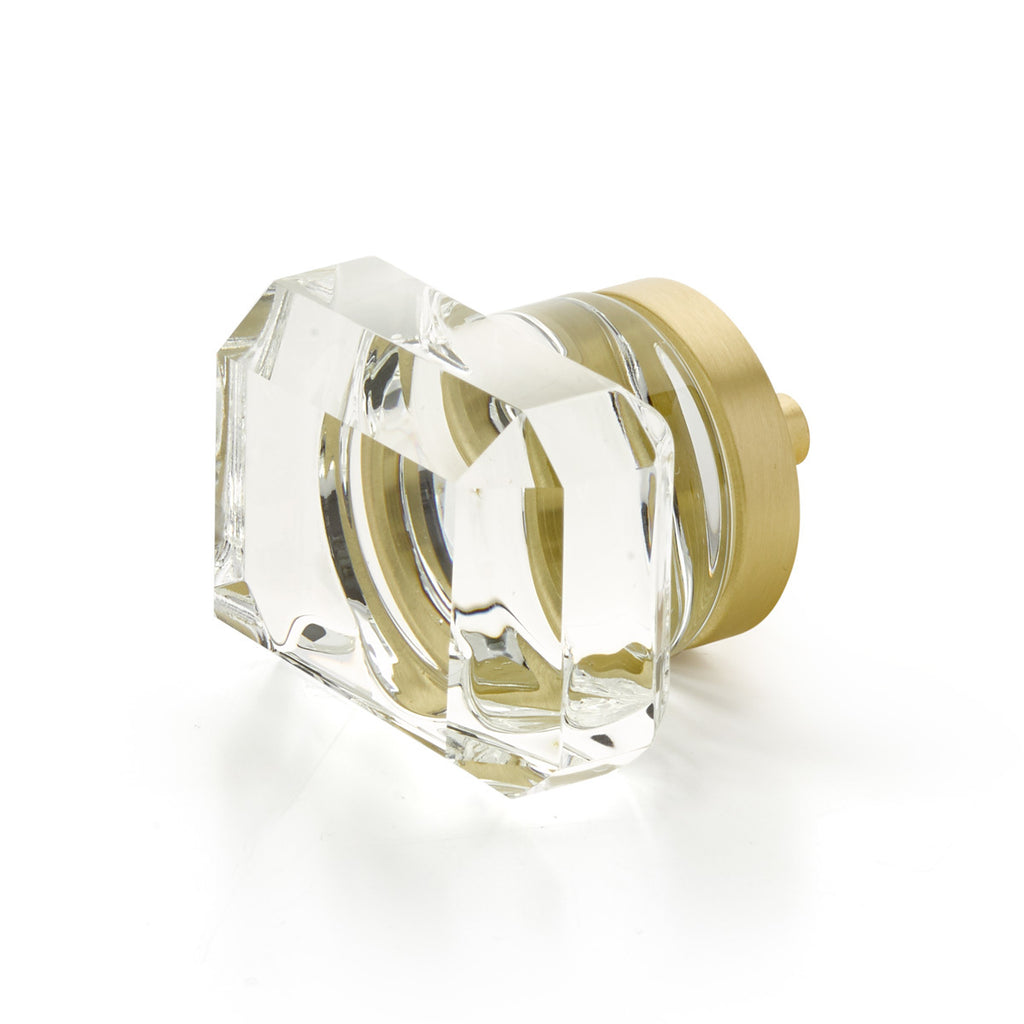 City Lights Rectangular Glass Knob by Schaub - Satin Brass - New York Hardware