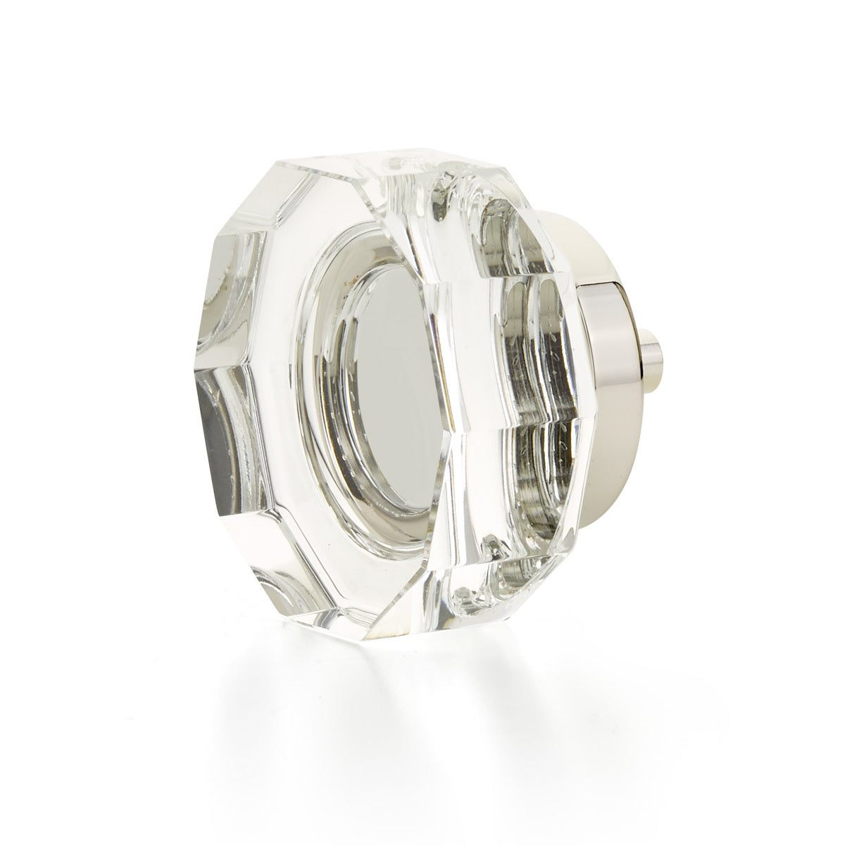 City Lights Large Round Multi Sided Glass Knob by Schaub - Polished Nickel - New York Hardware