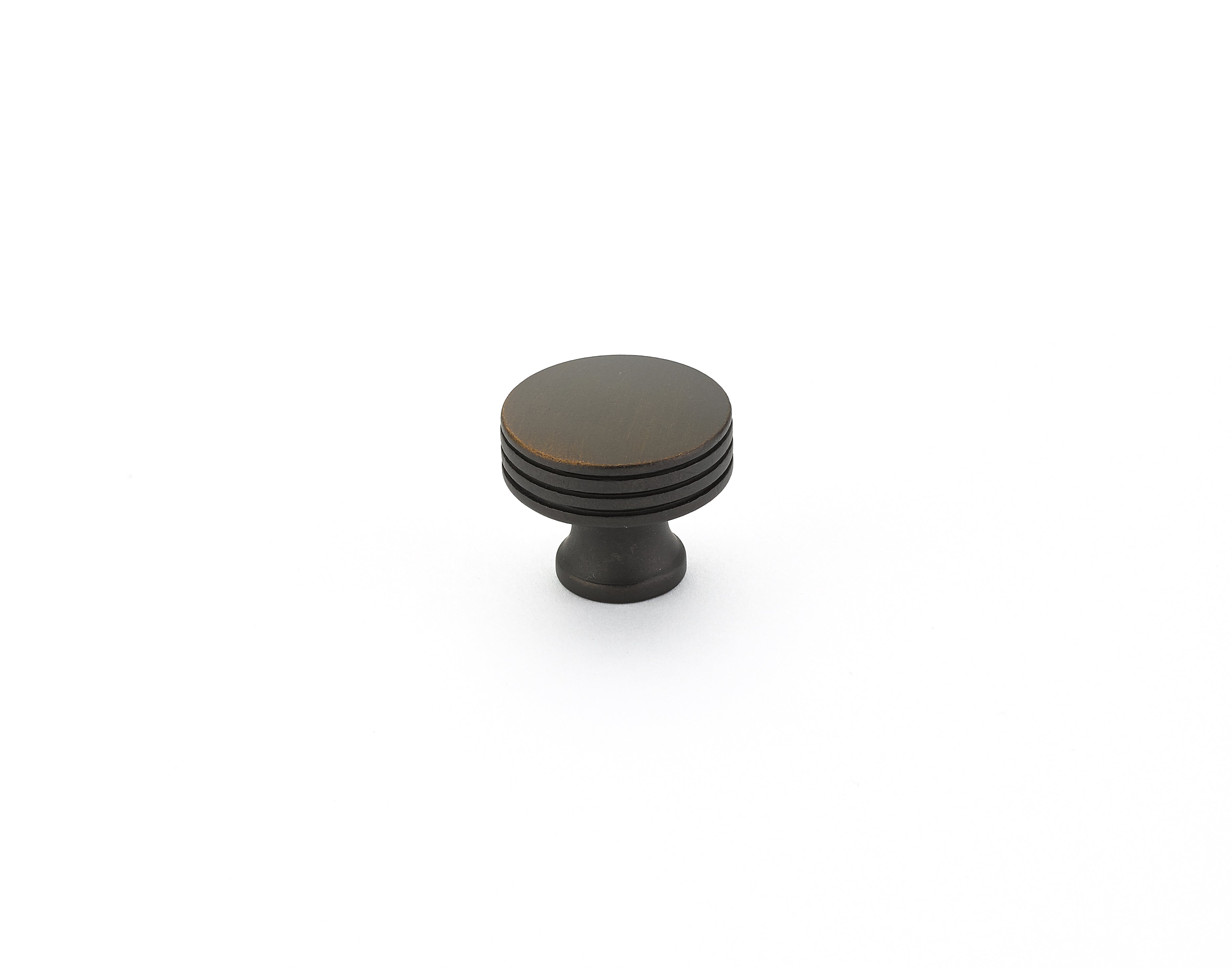Menlo Park Round Ringed Knob by Schaub - Ancient Bronze - New York Hardware