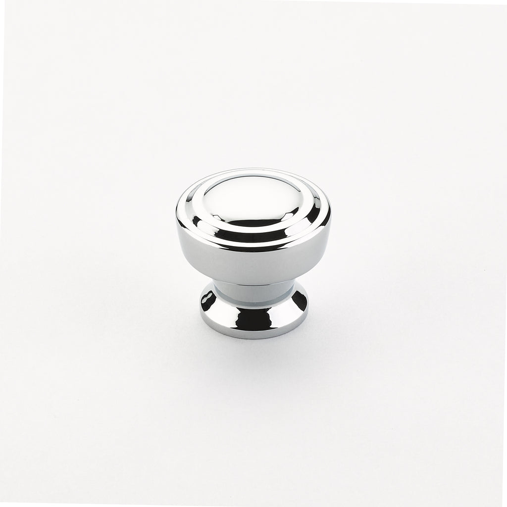 Menlo Park Round Ridged Knob by Schaub - Polished Chrome - New York Hardware