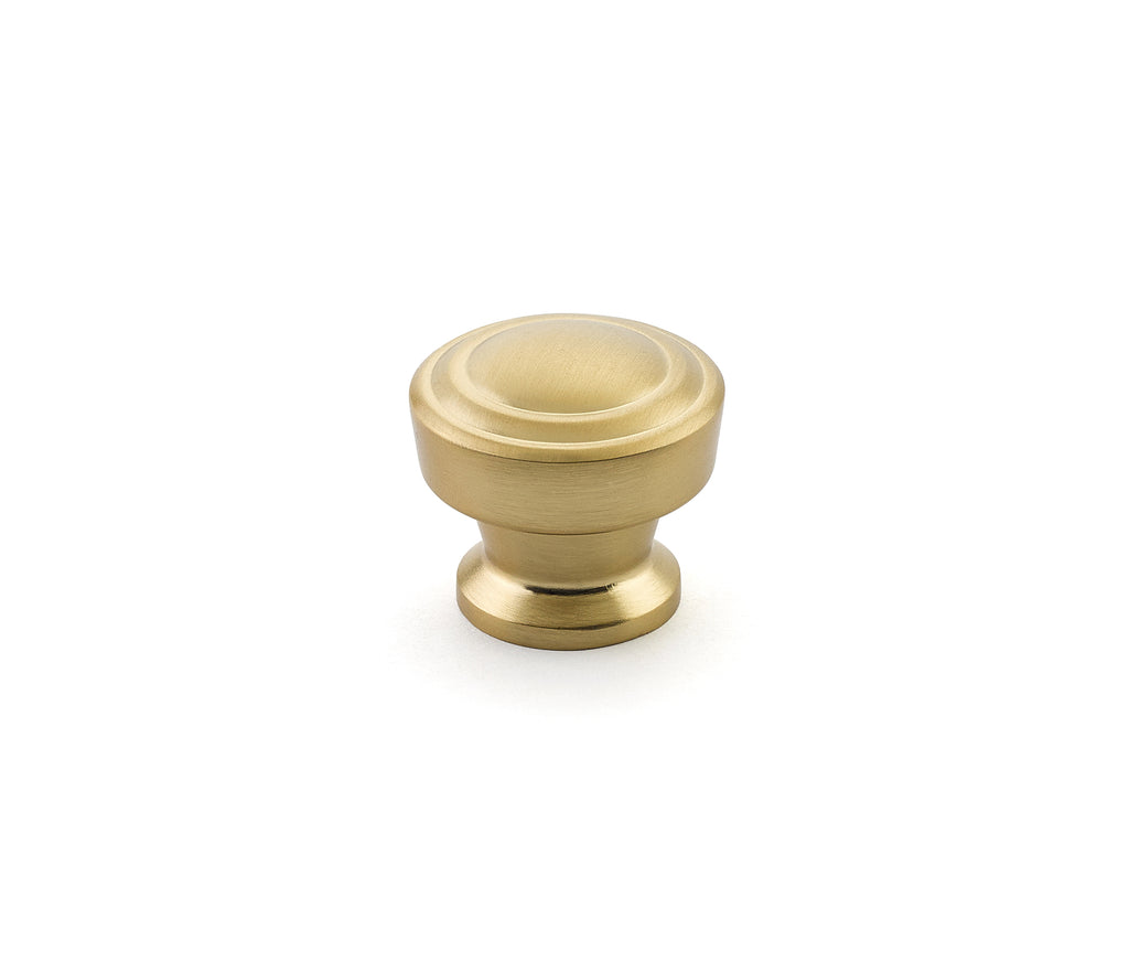 Menlo Park Round Ridged Knob by Schaub - Signature Satin Brass - New York Hardware