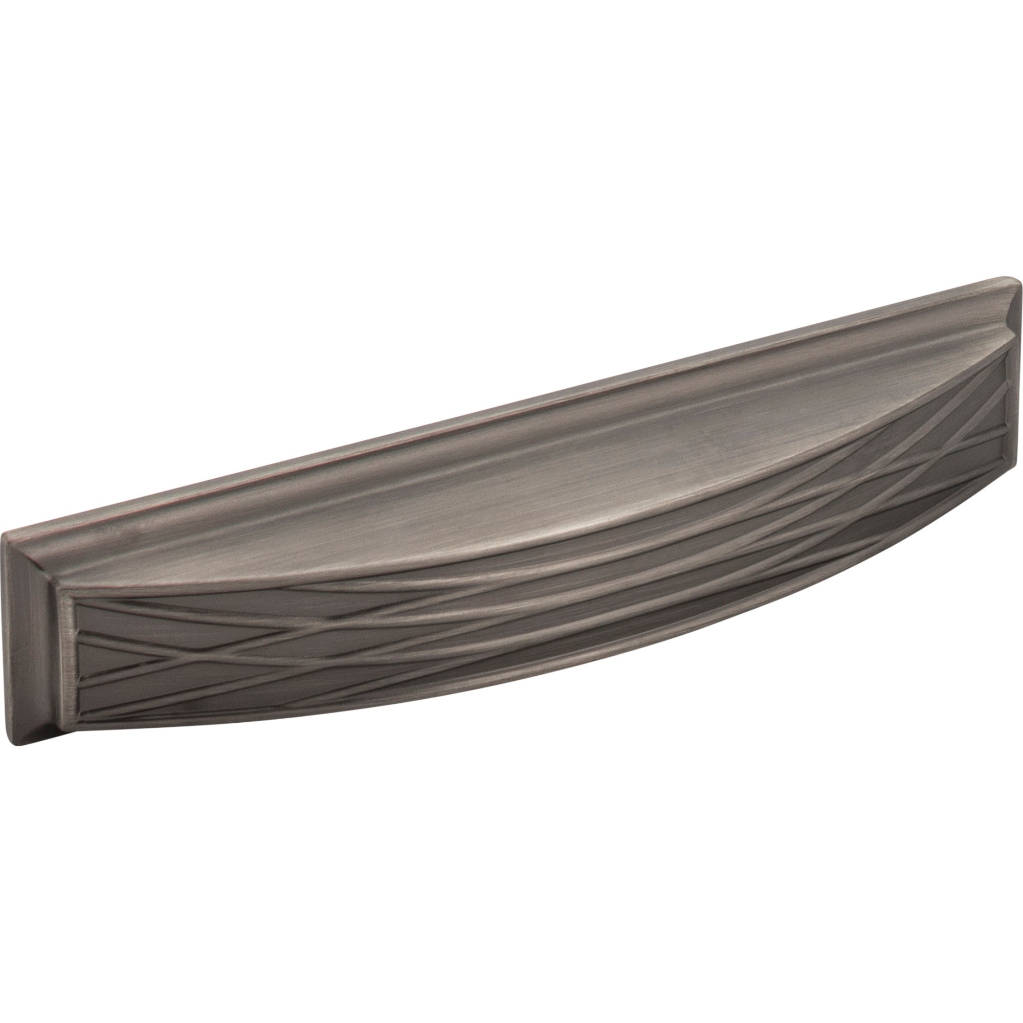 Square Geometric Pattern Aberdeen Cabinet Cup Pull by Jeffrey Alexander - Brushed Pewter