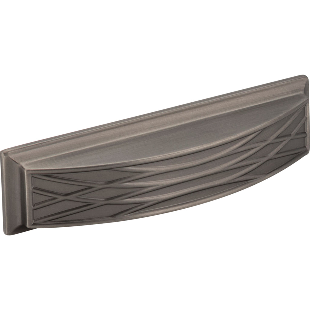 Square Geometric Pattern Aberdeen Cabinet Cup Pull by Jeffrey Alexander - Brushed Pewter