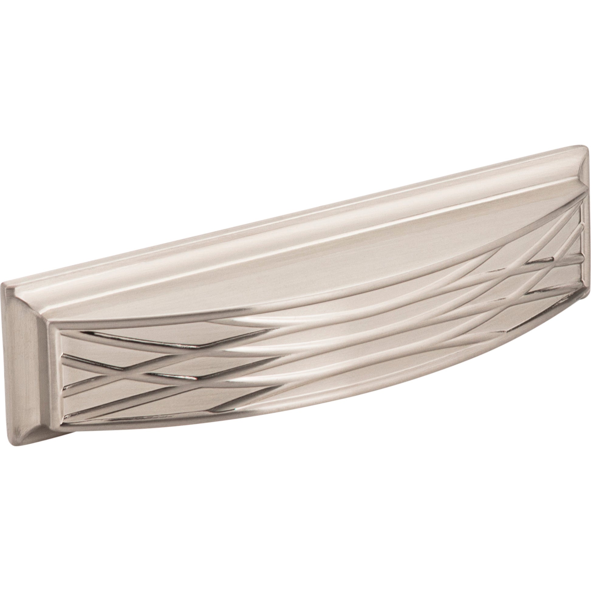 Square Geometric Pattern Aberdeen Cabinet Cup Pull by Jeffrey Alexander - Satin Nickel