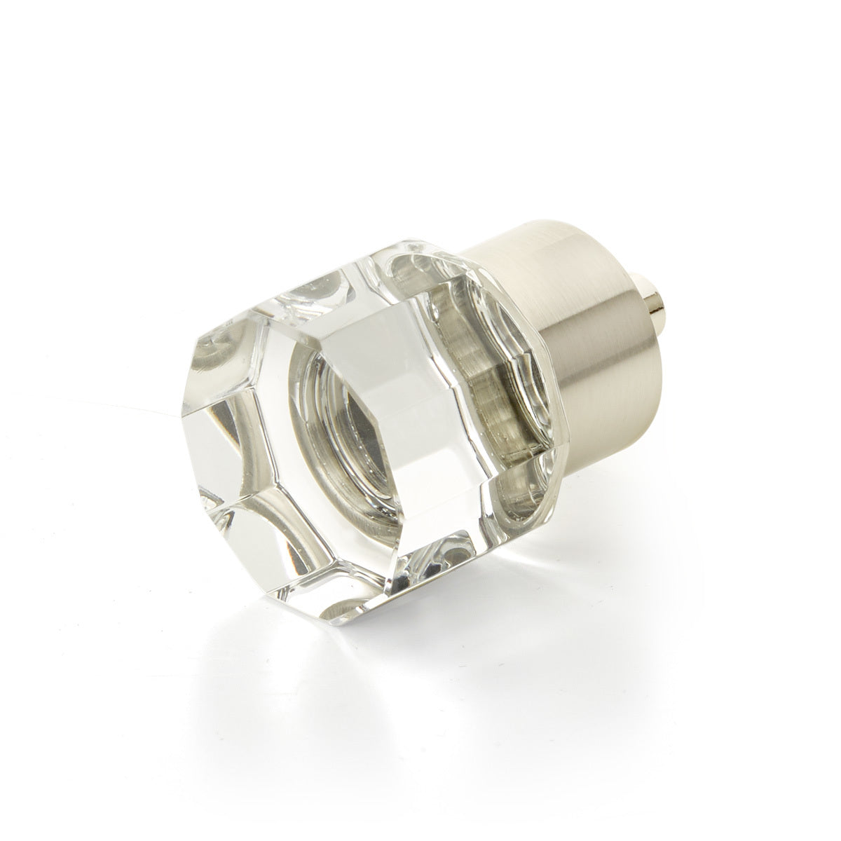 City Lights Small Round Multi Sided Glass Knob by Schaub - Satin Nickel - New York Hardware