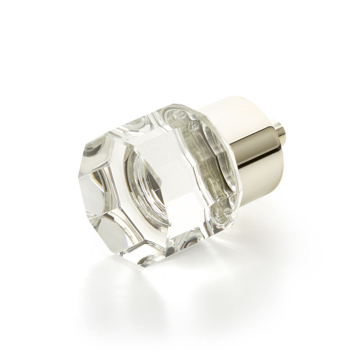 City Lights Small Round Multi Sided Glass Knob by Schaub - Polished Nickel - New York Hardware