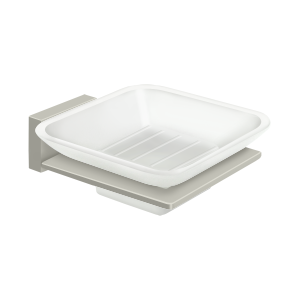 55D Series Frosted Glass Soap Dish by Deltana -  - Brushed Nickel - New York Hardware