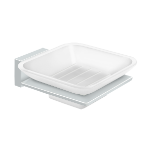 55D Series Frosted Glass Soap Dish by Deltana -  - Polished Chrome - New York Hardware