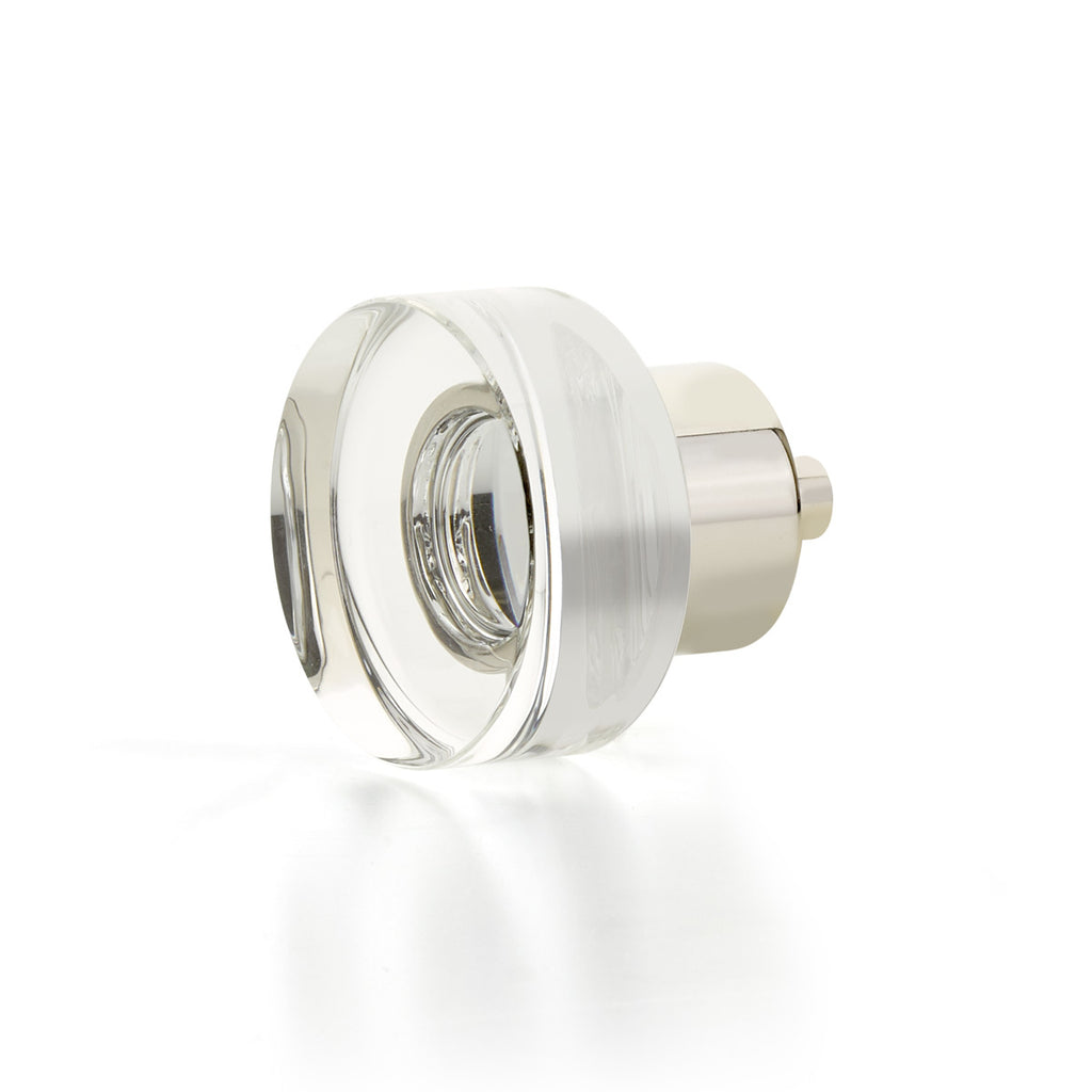 City Lights Round Disc Glass Knob by Schaub - Polished Nickel - New York Hardware