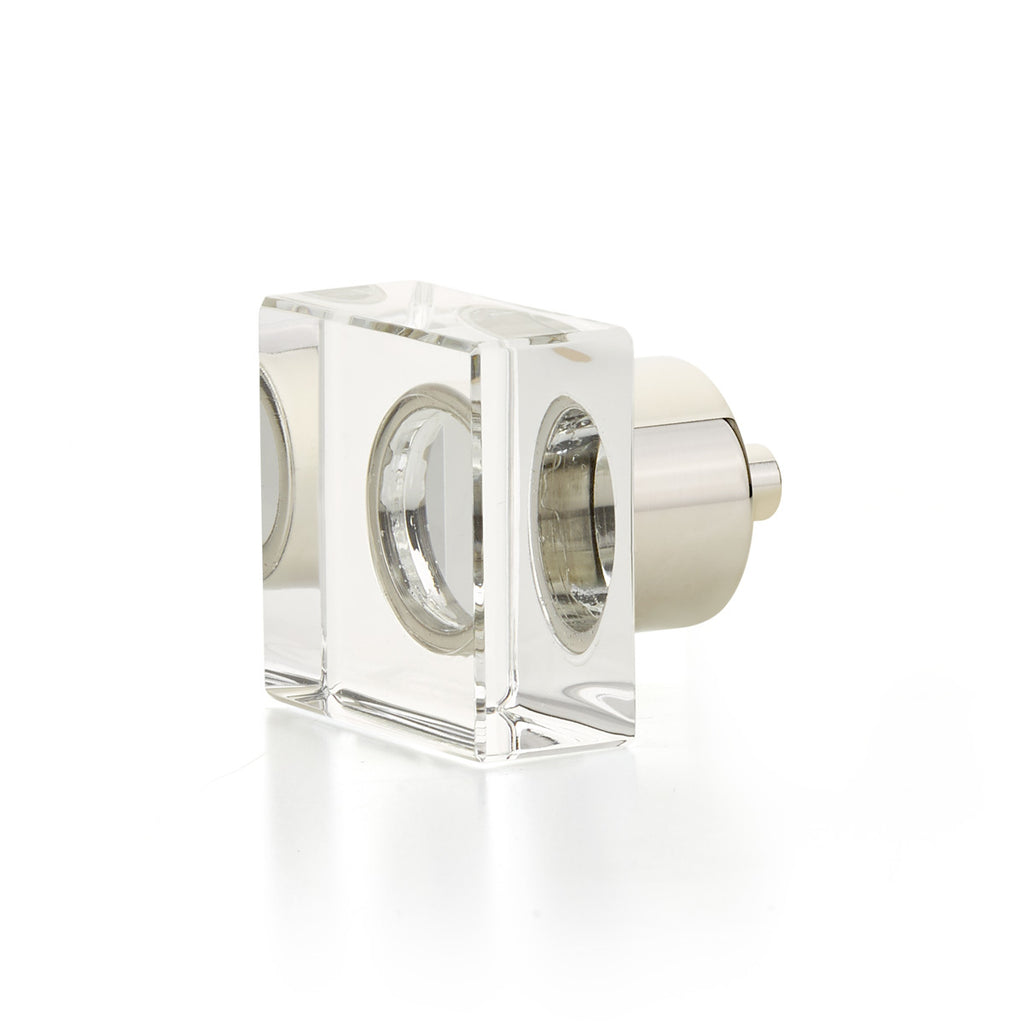 City Lights Square Glass Knob by Schaub - Polished Nickel - New York Hardware