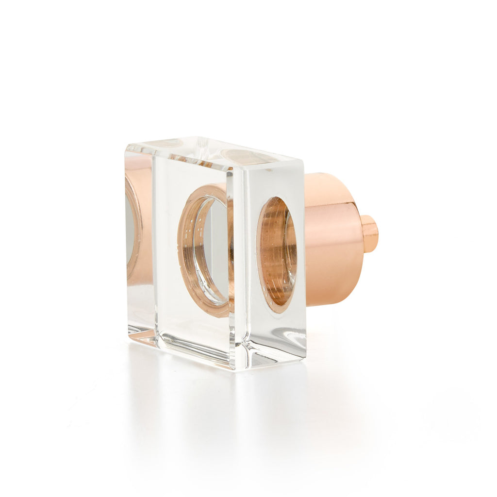 City Lights Square Glass Knob by Schaub - Polished Rose Gold - New York Hardware