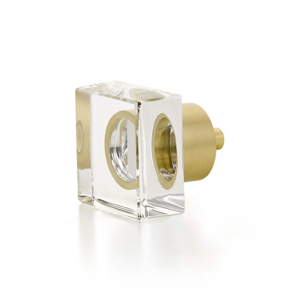 City Lights Square Glass Knob by Schaub - Satin Brass - New York Hardware