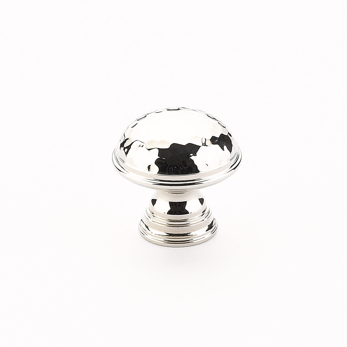 Atherton Hammered Knob w/ Plain Edges by Schaub - Polished Nickel - New York Hardware