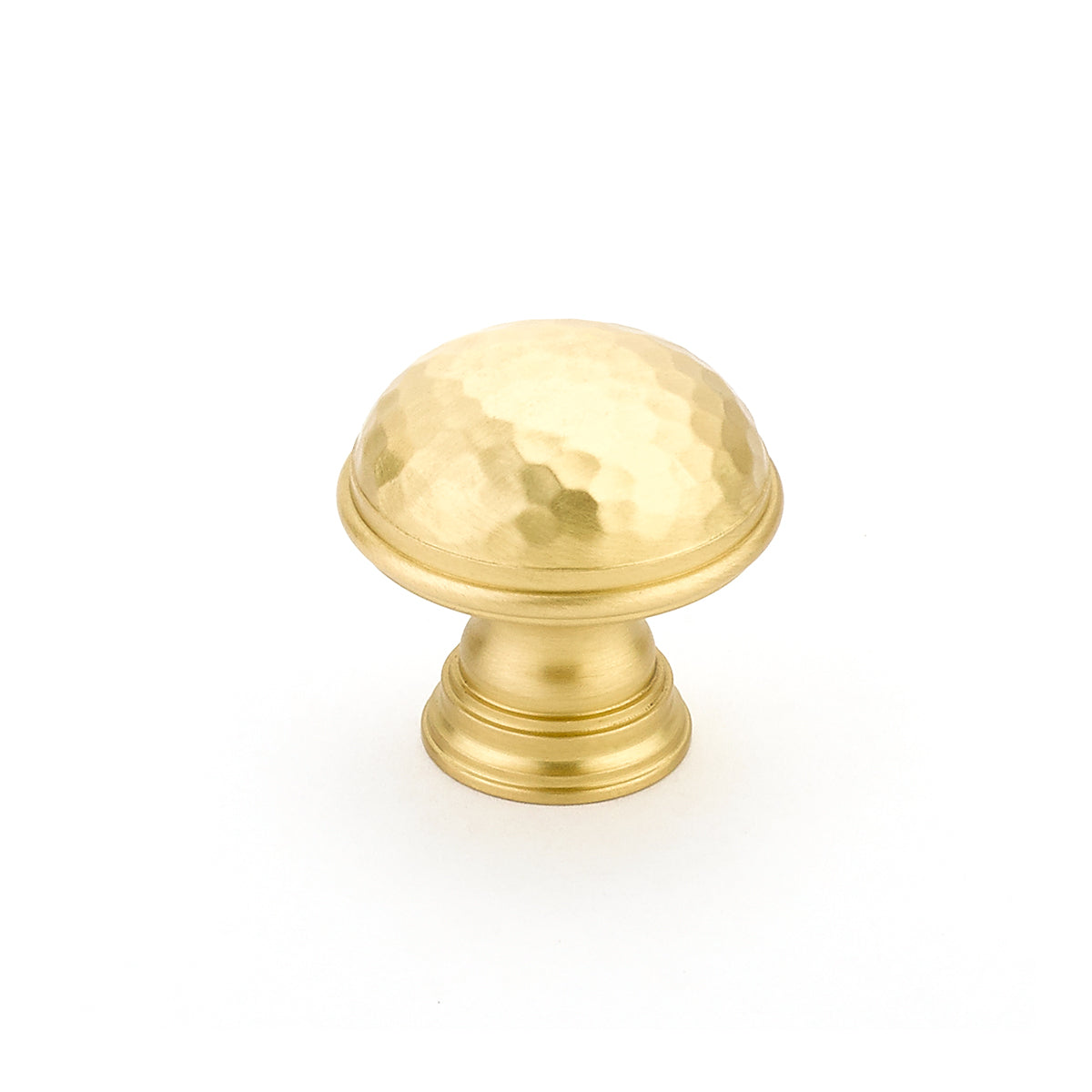 Atherton Hammered Knob w/ Plain Edges by Schaub - Satin Brass - New York Hardware