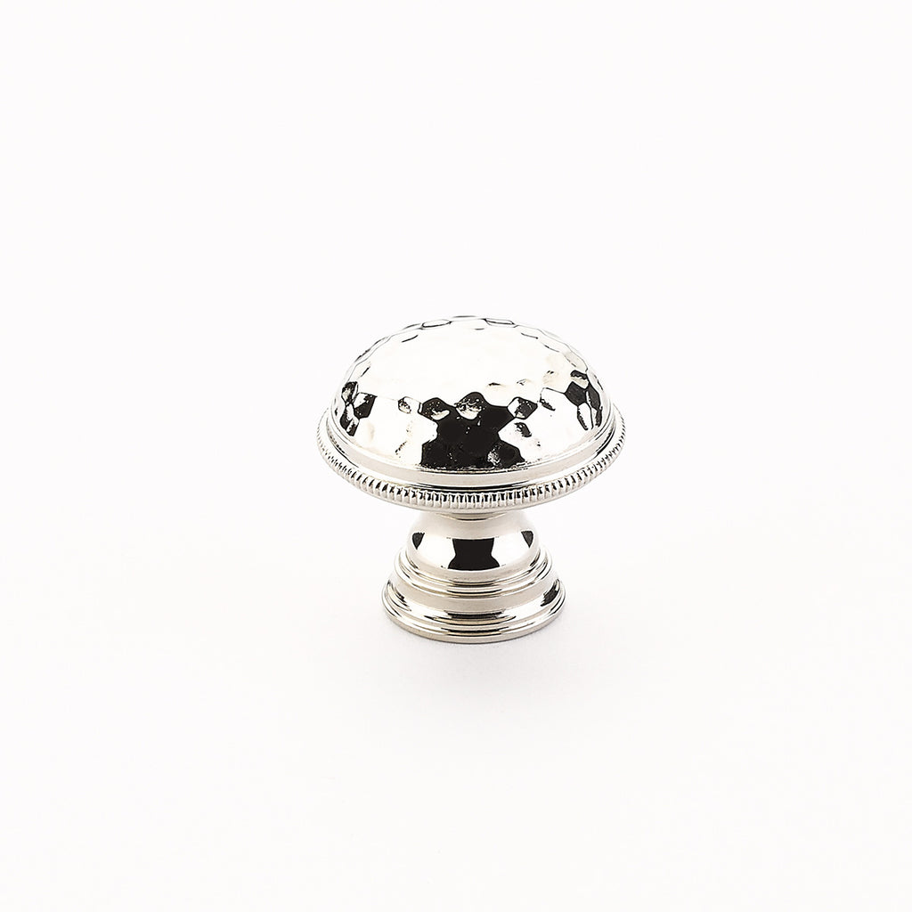 Atherton Hammered Knob w/ Knurled Edges by Schaub - Polished Nickel - New York Hardware