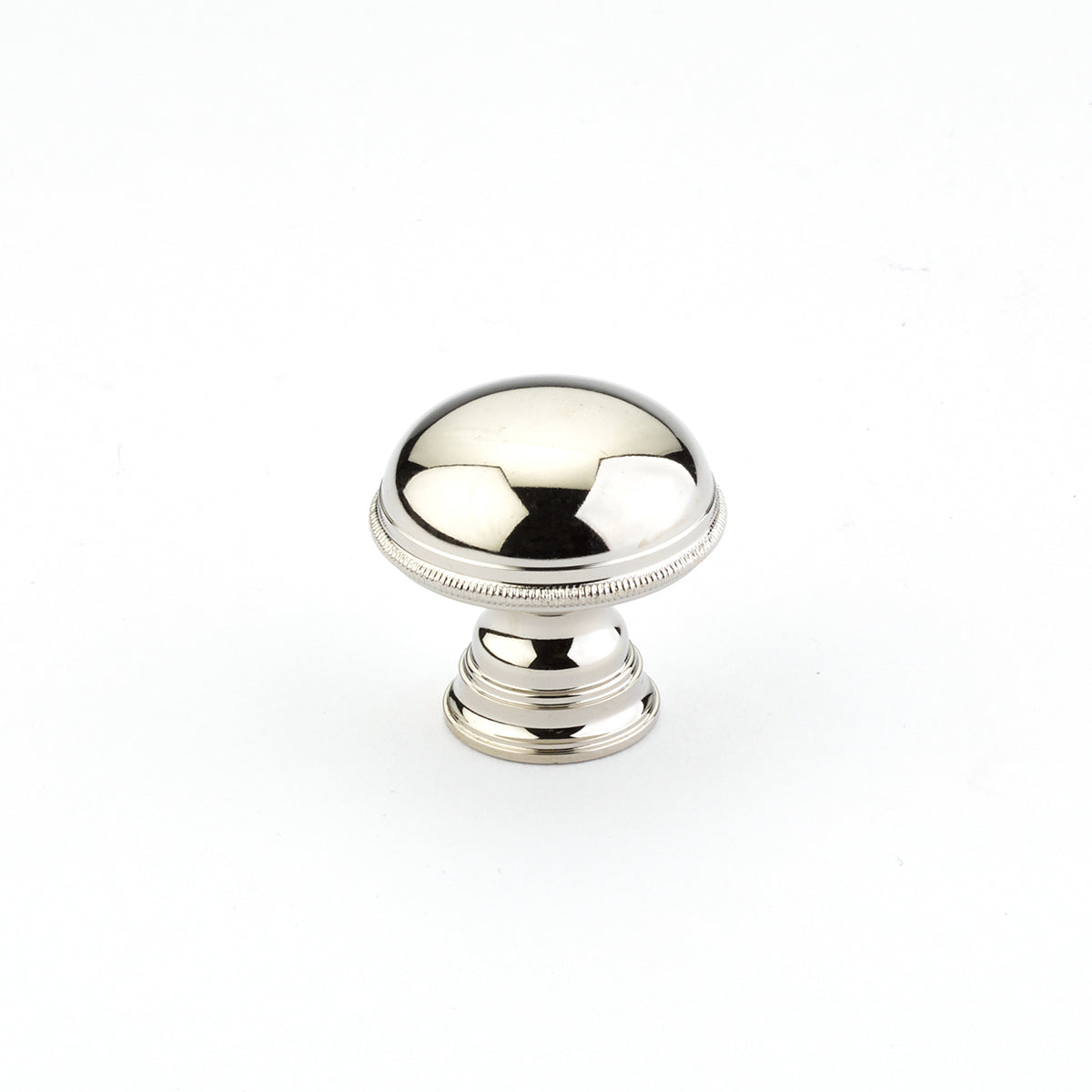 Atherton Smooth Knob w/ Knurled Edges by Schaub - Polished Nickel - New York Hardware