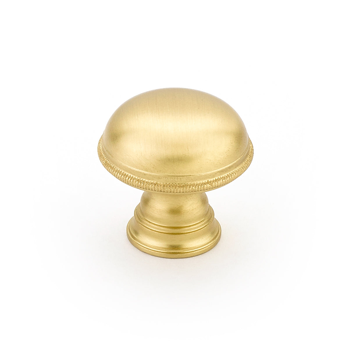 Atherton Smooth Knob w/ Knurled Edges by Schaub - Satin Brass - New York Hardware