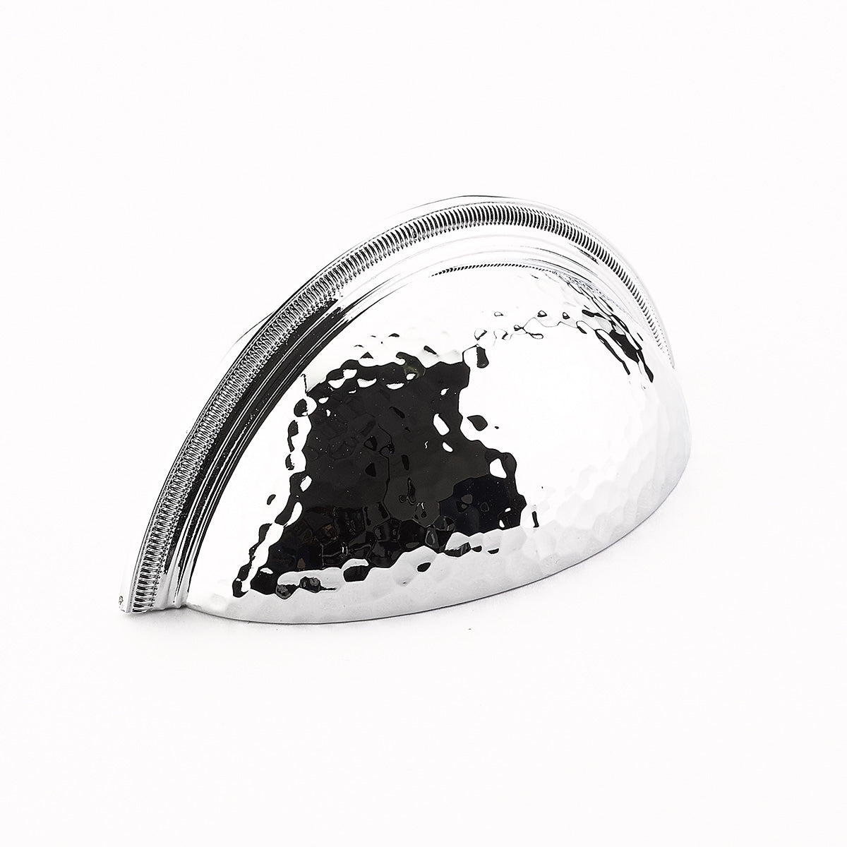 Atherton Hammered Cup Pull w/ Knurled Edges by Schaub - Polished Chrome - New York Hardware