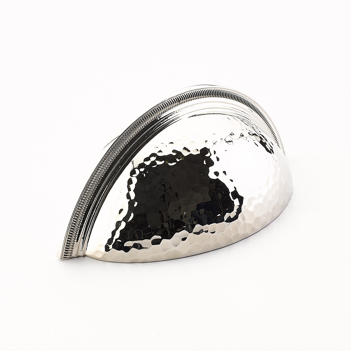 Atherton Hammered Cup Pull w/ Knurled Edges by Schaub - Polished Nickel - New York Hardware