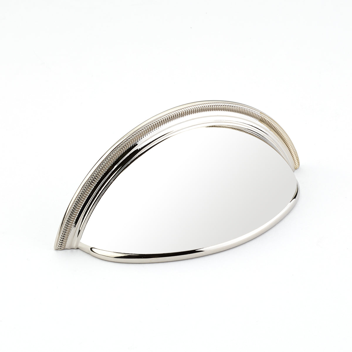 Atherton Smooth Cup Pull w/ Knurled Edges by Schaub - Polished Nickel - New York Hardware