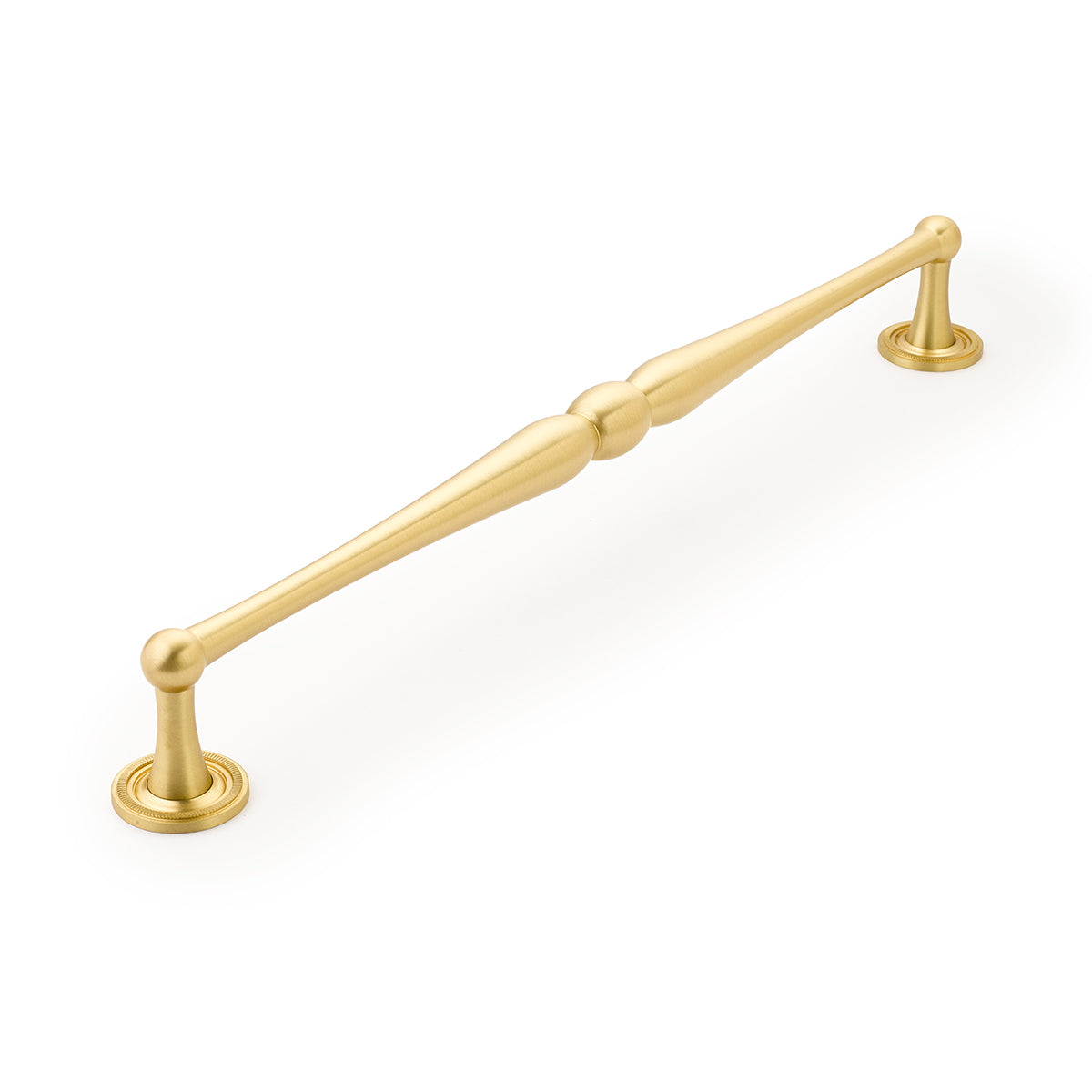 Atherton Appliance Pull w/ Knurled Footplate by Schaub - Satin Brass - New York Hardware