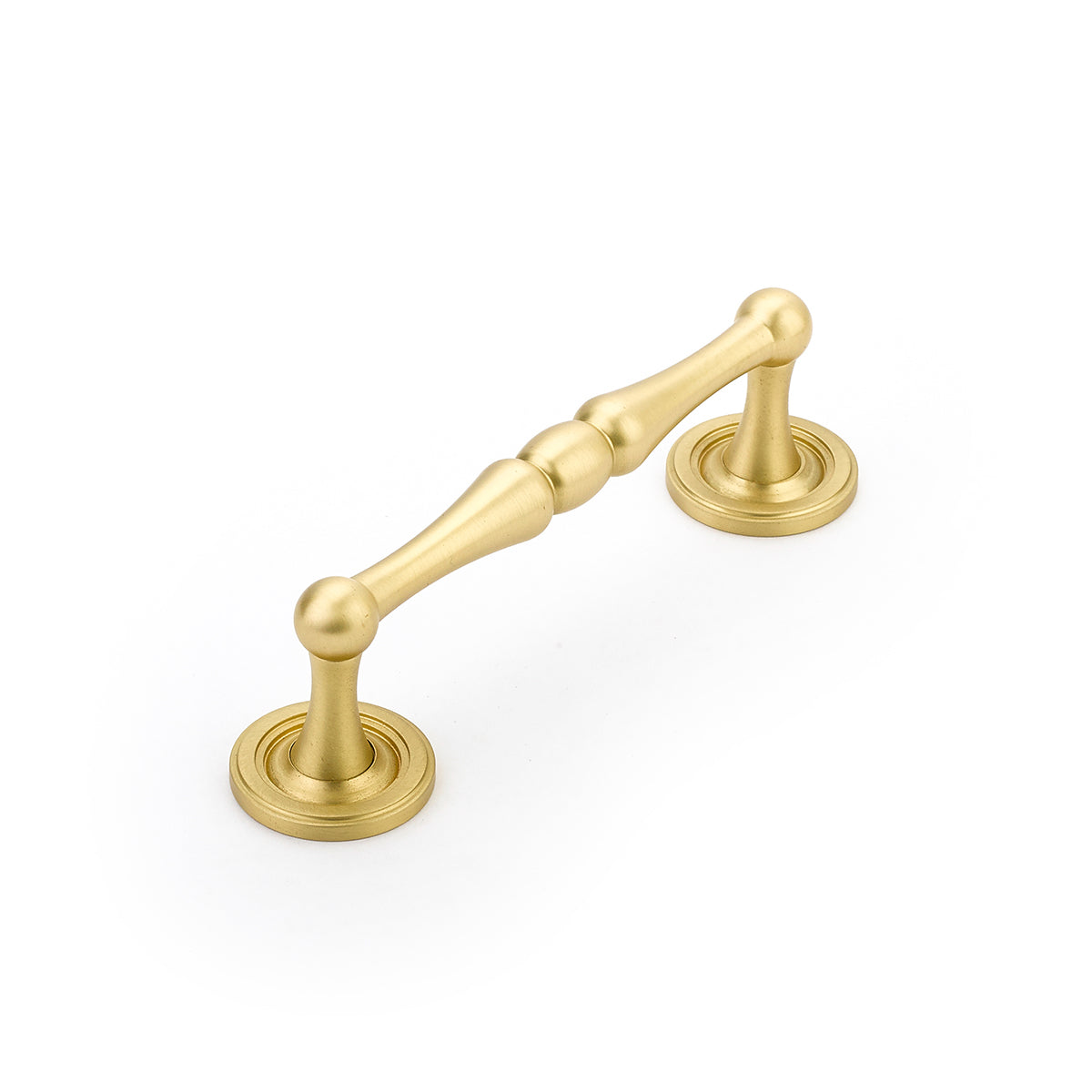 Atherton Pull w/ Plain Footplate by Schaub - Satin Brass - New York Hardware