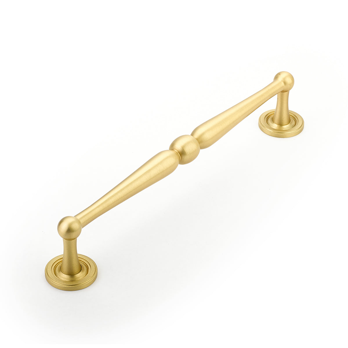 Atherton Pull w/ Plain Footplate by Schaub - Satin Brass - New York Hardware