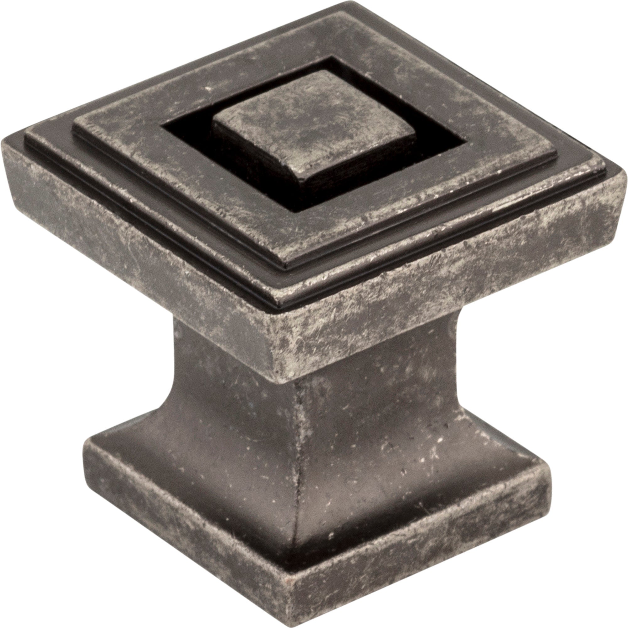 Square Delmar Cabinet Knob by Jeffrey Alexander - Distressed Pewter