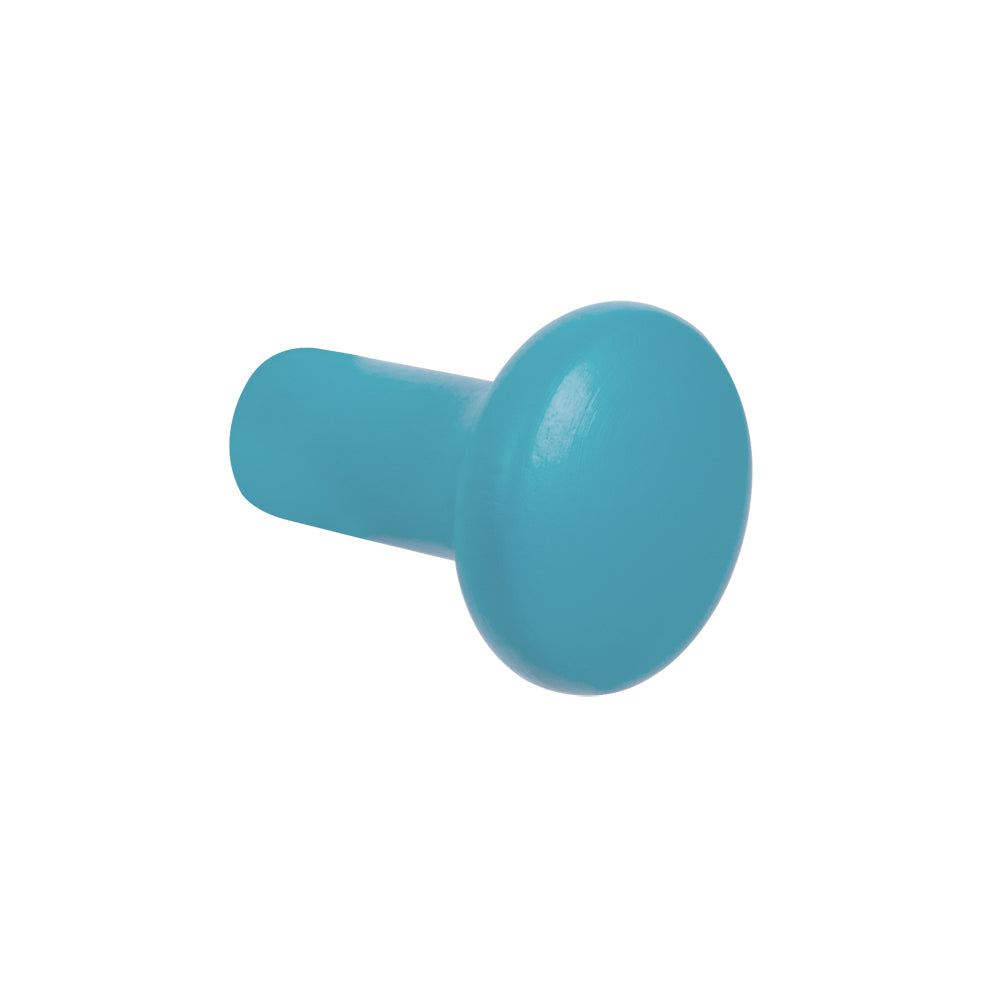 Tall Wooden Button Knob by Schwinn - Turquoise Blue Pantone - New York Hardware