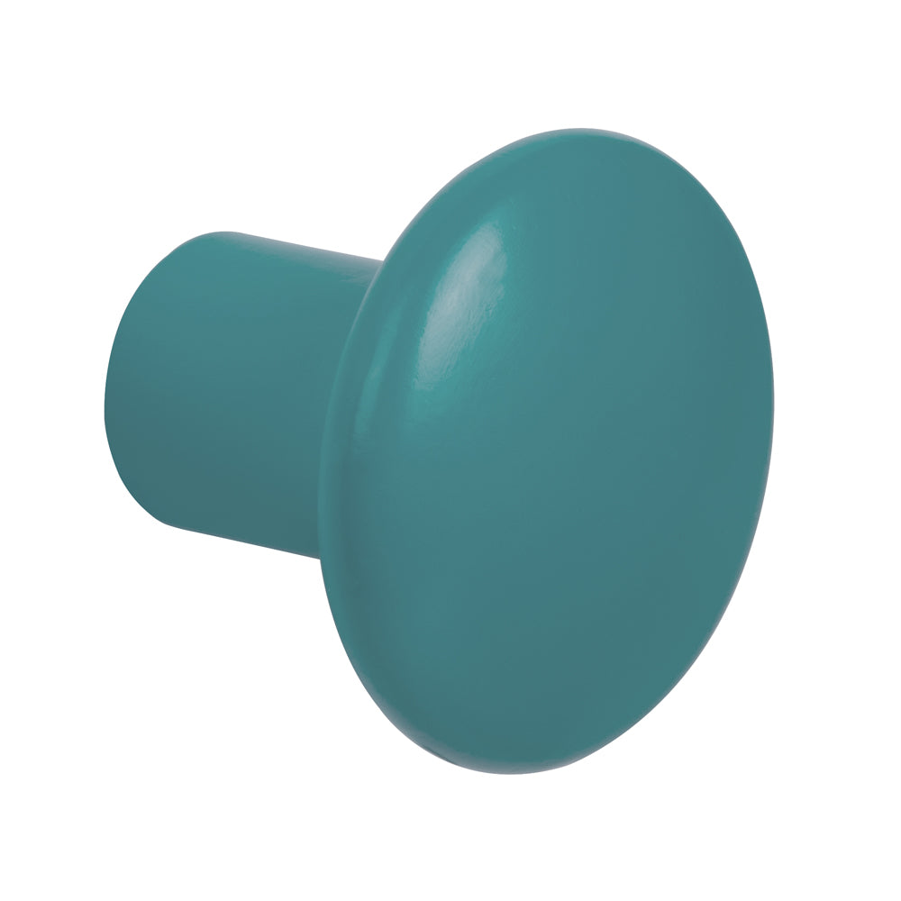 Tall Wooden Button Knob by Schwinn - Turquoise Green Pantone - New York Hardware