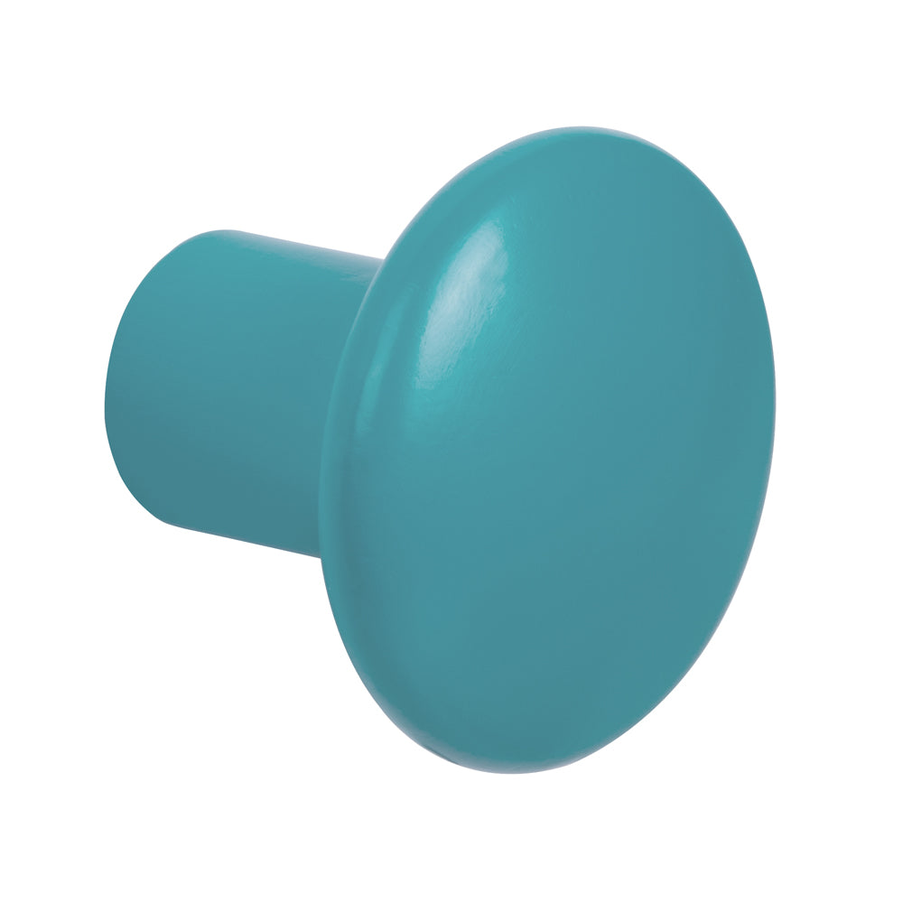 Tall Wooden Button Knob by Schwinn - Turquoise Blue Pantone - New York Hardware