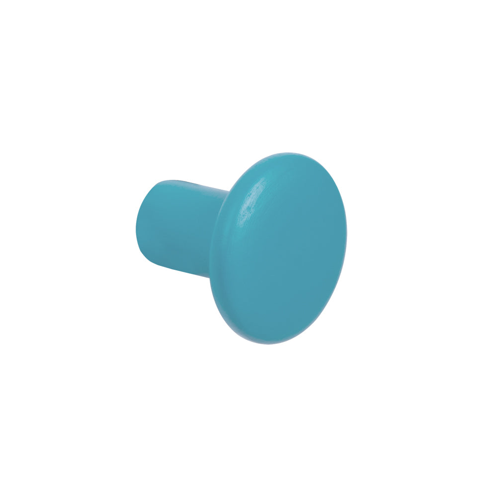 Tall Wooden Flat Top Button Knob by Schwinn - Turquoise Blue Pantone - New York Hardware